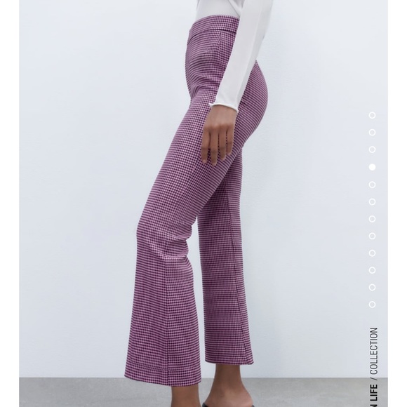 “Last one”ZARA HOUNDSTOOTH MINI FLARE PANTS - Picture 6 of 12